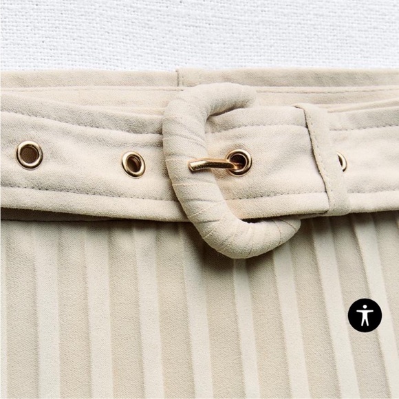 ZARA SUEDE PLEATED MIDI SKIRT WITH TONAL BELT - Picture 9 of 9